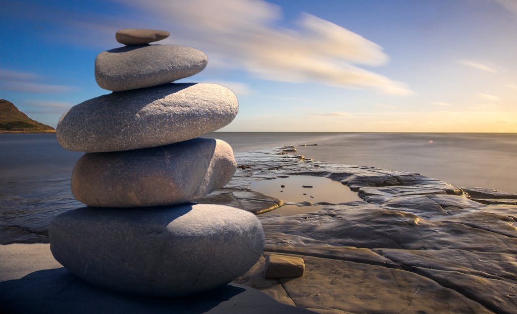 Stacked of Stones Outdoors representing harmonious living